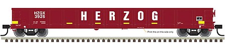 Atlas Model Railroad 50004693 N Scale Evans 52' Gondola - Ready to Run -- Herzog #3914 (red, white; Yellow Conspicuity Marks)