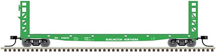 Atlas Model Railroad 50004803 N Scale GSI-GSC 48' Bulkhead Flatcar - Ready to Run - Master(R) -- Burlington Northern #616001 (Cascade Green, white)