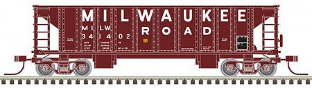 Atlas Model Railroad 50004847 N Scale 41' Ballast Hopper 3-Pack - Ready to Run - Master(R) -- Milwaukee Road #341402, 341415, 341423 (Boxcar Red, white; Large Lettering)