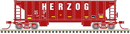Atlas Model Railroad 50004852 N Scale 41' Ballast Hopper - Ready to Run - Master(R) -- Herzog #6880 (Boxcar Red, white)