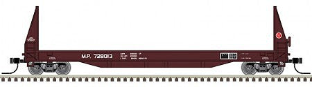 Atlas Model Railroad 50004868 N Scale SIECO 50' Pulpwood Flatcar - Ready to Run - Master(R) -- Missouri Pacific 728049 (Boxcar Red, white)
