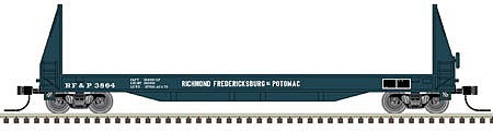 Atlas Model Railroad 50004869 N Scale SIECO 50' Pulpwood Flatcar - Ready to Run - Master(R) -- Richmond, Fredericksburg & Potomac 3864 (blue, white)