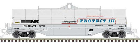 Atlas Model Railroad 50004889 N Scale 42' Coil Steel Car with Fishbelly Side Sill - Ready to Run - Master(R) -- Norfolk Southern 165909 (gray, blue, red, Protect III)