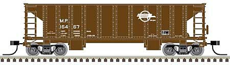 Atlas Model Railroad 50005480 N Scale 41' Ballast Hopper 3-Pack - Ready to Run - Master(R) -- Missouri Pacific 16467, 16486, 16626 (Boxcar Red, white)