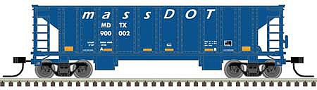 Atlas Model Railroad 50005483 N Scale 41' Ballast Hopper - Ready to Run - Master(R) -- Massachusetts Department of Transportation MDTX #900014 (blue, white)