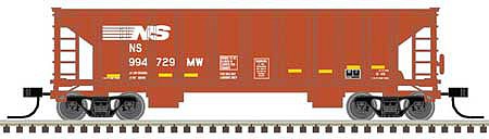 Atlas Model Railroad 50005484 N Scale 41' Ballast Hopper 3-Pack - Ready to Run - Master(R) -- Norfolk Southern 994729, 994756, 994766 (orange, white)