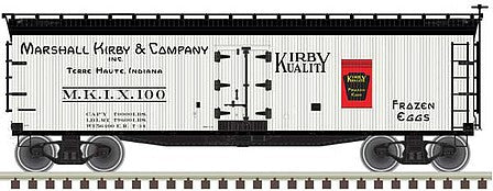Atlas Model Railroad 50005493 N Scale 40' Wood Reefer - Ready to Run - Master(R) -- Kirby Frozen Eggs 101 (white, black, red)
