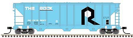 Atlas Model Railroad 50005550 N Scale PS-2 4427 3-Bay Covered Hopper - Ready to Run - Master(R) -- Rock Island 513007 (blue, black, white)