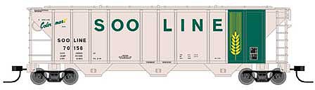 Atlas Model Railroad 50005553 N Scale PS-2 4427 3-Bay Covered Hopper - Ready to Run - Master(R) -- Soo Line 70158 (beige, green)
