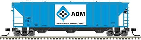 Atlas Model Railroad 50005557 N Scale PS-2 4427 3-Bay Covered Hopper - Ready to Run - Master(R) -- Archer-Daniels-Midland 3124 (blue, black, white)