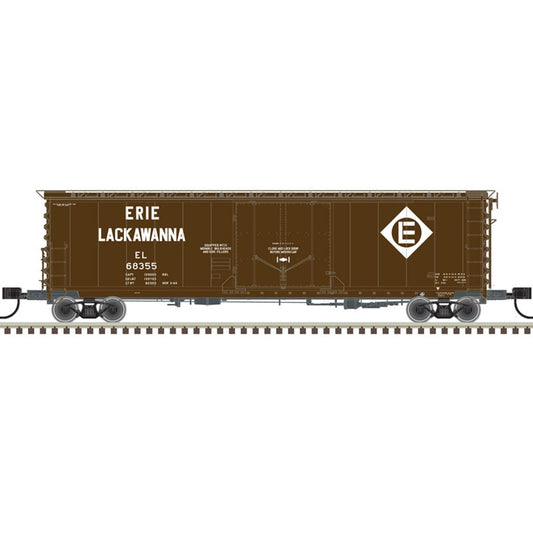 Atlas Model Railroad 50005692 N Scale 50' GA RBL Plug-Door Boxcar - Ready to Run - Master(R) -- Erie Lackawanna 68304 (Boxcar Red, white)