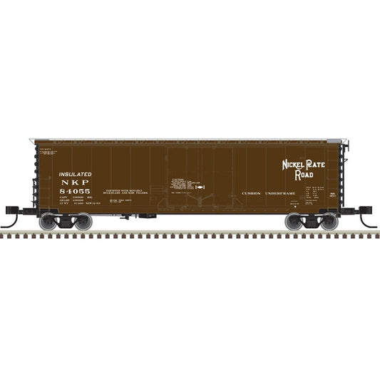 Atlas Model Railroad 50005698 N Scale 50' GA RBL Plug-Door Boxcar - Ready to Run - Master(R) -- Nickel Plate Road 84055 (Boxcar Red, black, white)
