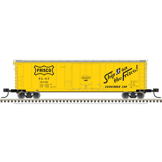 Atlas Model Railroad 50005706 N Scale 50' GA RBL Plug-Door Boxcar - Ready to Run - Master(R) -- St. Louis-San Francisco 6130 (yellow, black, Ship It on Frisco Slogan)