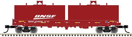 Atlas Model Railroad 50005707 N Scale Cushion Coil Car with Round Hoods - Ready to Run - Master(R) -- BNSF Railway 534121 (Boxcar Red, white, Wedge Logo)
