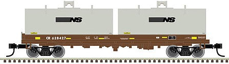 Atlas Model Railroad 50005714 N Scale Cushion Coil Car with Round Hoods - Ready to Run - Master(R) -- Conrail 628422 (Boxcar Red, gray, NS Hoods)