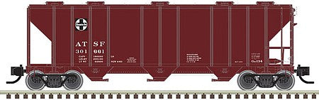 Atlas Model Railroad 50005728 N Scale PS-4000 3-Bay Covered Hopper - Ready to Run - Master(R) -- Santa Fe 301661 (Boxcar Red, white, black)