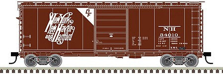Atlas Model Railroad 50005766 N Scale PS-1 40' Boxcar, 6' Door - Ready to Run - Master(R) -- New Haven Script DF 34010 (Boxcar Red, white)