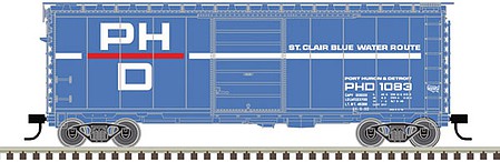 Atlas Model Railroad 50005768 N Scale PS-1 40' Boxcar, 6' Door - Ready to Run - Master(R) -- Port Huron & Detroit 1083 (blue, white, red)