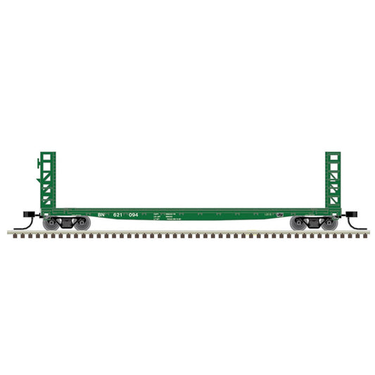 Atlas Model Railroad 50005789 N Scale GSI-GSC 48' Bulkhead Flatcar - Ready to Run - Master(R) -- Burlington Northern 621058 (Cascade Green, white)