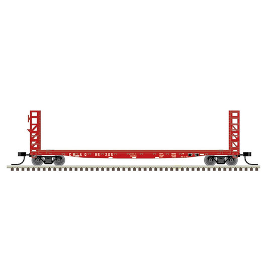 Atlas Model Railroad 50005792 N Scale GSI-GSC 48' Bulkhead Flatcar - Ready to Run - Master(R) -- Chicago, Burlington & Quincy 95205 (red, white)