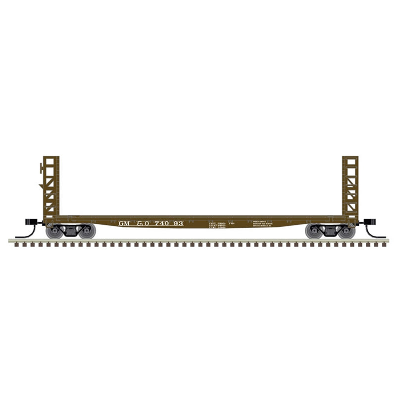 Atlas Model Railroad 50005798 N Scale GSI-GSC 48' Bulkhead Flatcar - Ready to Run - Master(R) -- Gulf, Mobile & Ohio 74052 (Boxcar Red, white)