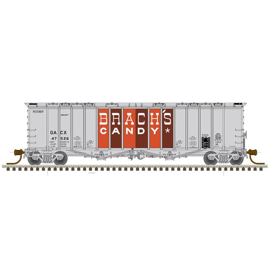 Atlas Model Railroad 50005809 N Scale 4180 Airslide Covered Hopper - Ready to Run - Master(R) -- Brach's Candy 47526 (gray, red, maroon)