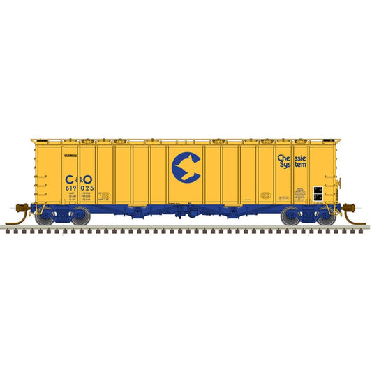 Atlas Model Railroad 50005814 N Scale 4180 Airslide Covered Hopper - Ready to Run - Master(R) -- Chessie System C&O 619160 (yellow, blue)