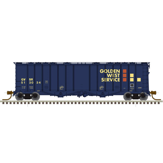 Atlas Model Railroad 50005817 N Scale 4180 Airslide Covered Hopper - Ready to Run - Master(R) -- Golden West Service 513034 (blue, red, yellow)