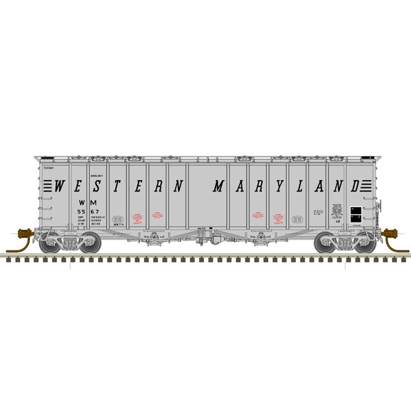 Atlas Model Railroad 50005820 N Scale 4180 Airslide Covered Hopper - Ready to Run - Master(R) -- Western Maryland 5567 (gray, black)