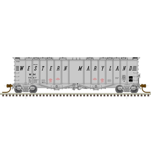 Atlas Model Railroad 50005820 N Scale 4180 Airslide Covered Hopper - Ready to Run - Master(R) -- Western Maryland 5567 (gray, black)