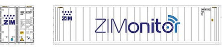 Atlas Model Railroad 50006005 N Scale 40' Reefer Container 3-Pack - Master(R) -- ZIM Set 2 ZMOU 8817477, 8817522, 8817630 (white, blue, Monitor Markings)