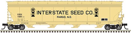Atlas Model Railroad 50006021 N Scale ACF 5701 Centerflow Grain Hopper - Ready to Run - Master(R) -- Interstate Seed Co. CRDX 1060 (yellow, black)