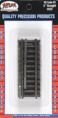 Atlas Model Railroad 522 HO Scale Code 83 Straight Snap-Track(R) -- 3 ...