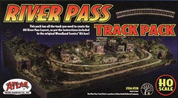 Atlas Model Railroad 578 HO Scale HO River Pass Track Pack (For Woodland Scenics Layout, Sold Separately) -- Includes Code 83 Track, Remote Switches, Bridge & Rail Joiners