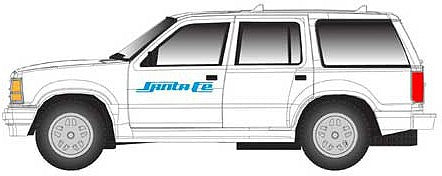 Atlas Model Railroad 60000134 N Scale 1993 Ford Explorer 2-Pack - Assembled -- Santa Fe (white, blue)
