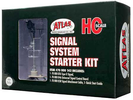 Atlas Model Railroad 70000142 HO Scale Signal Starter Set - All Scales Signal System -- 1 Each: Single-Head Type G Signal, Control Board and Signal Attachment Cable