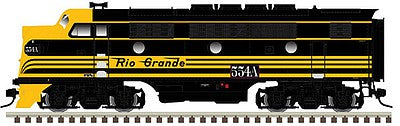 Atlas O 1615 O Scale EMD F3A Phase I - 3-Rail w/RailSounds(TM) & TMCC - Master(R) -- Denver & Rio Grande Western (black, yellow)