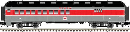 Atlas O 2001226 O Scale 60' Heavyweight Combine - 3-Rail - Ready to Run - Trainman(R) -- Monon (gray, red, black)
