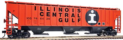 Atlas O 2001654 O Scale Pullman-Standard PS-4750 Covered Hopper - 2-Rail - Ready to Run - Trainman(R) -- Illinois Central Gulf (orange, black)
