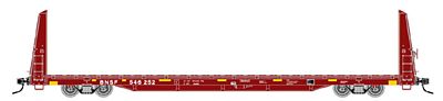 Atlas O 2001751 O Scale 62' Bulkhead Flatcar - 2-Rail - Ready to Run - Trainman(R) -- BNSF Railway (Boxcar Red, white)