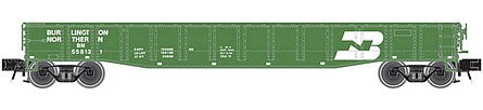 Atlas O 2002100 O Scale 52' 6" Gondola - 3-Rail - Ready to Run -- Burlington Northern (Cascade Green, white)