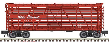 Atlas O 2002459 O Scale 40' Steel Stock Car - 2-Rail - Ready to Run - Trainman(R) -- Great Northern (red)