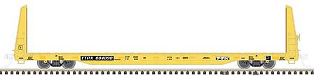 Atlas O 2002615 O Scale 62' Bulkhead Flatcar - 3-Rail - Ready to Run - Trainman(R) -- TTX (yellow, black, yellow Conspicuity Marks)