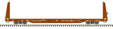 Atlas O 2002666 O Scale 62' Bulkhead Flatcar - 2-Rail - Ready to Run - Trainman(R) -- Union Pacific (Boxcar Red, yellow Conspicuity Marks)
