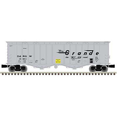 Atlas O 3001087 O Scale 50' Airslide Covered Hopper - 3-Rail - Ready to Run - Premier -- Denver & Rio Grande Western (gray, blue, white)