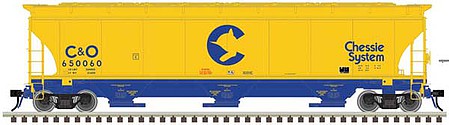 Atlas O 3001135 O Scale Trinity 5161 Cubic Foot Covered Hopper - 3-Rail - Ready to Run - Master(TM) -- Chessie System C&O (Fantasy, yellow, blue)