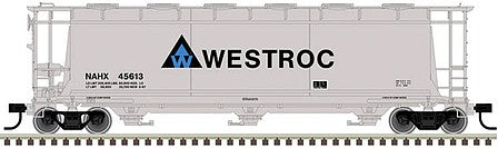 Atlas O 3001226 O Scale 3-Bay Cylindrical Hopper - 3-Rail - Ready to Run - Master(R) -- Westroc (gray, blue, white)