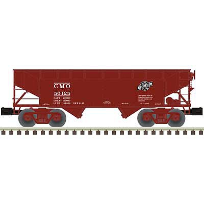 Atlas O 3001231 O Scale Offset-Side 2-Bay Hopper - 3-Rail - Ready to Run - Premier -- Chicago & North Western CMO (Boxcar Red, black, white)