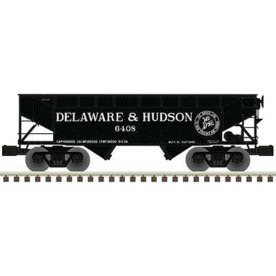 Atlas O 3001232 O Scale Offset-Side 2-Bay Hopper - 3-Rail - Ready to Run - Premier -- Delaware & Hudson (black, white)