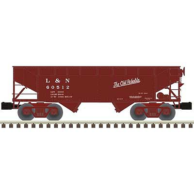 Atlas O 3001234 O Scale Offset-Side 2-Bay Hopper - 3-Rail - Ready to Run - Premier -- Louisville & Nashville (Boxcar Red, white)